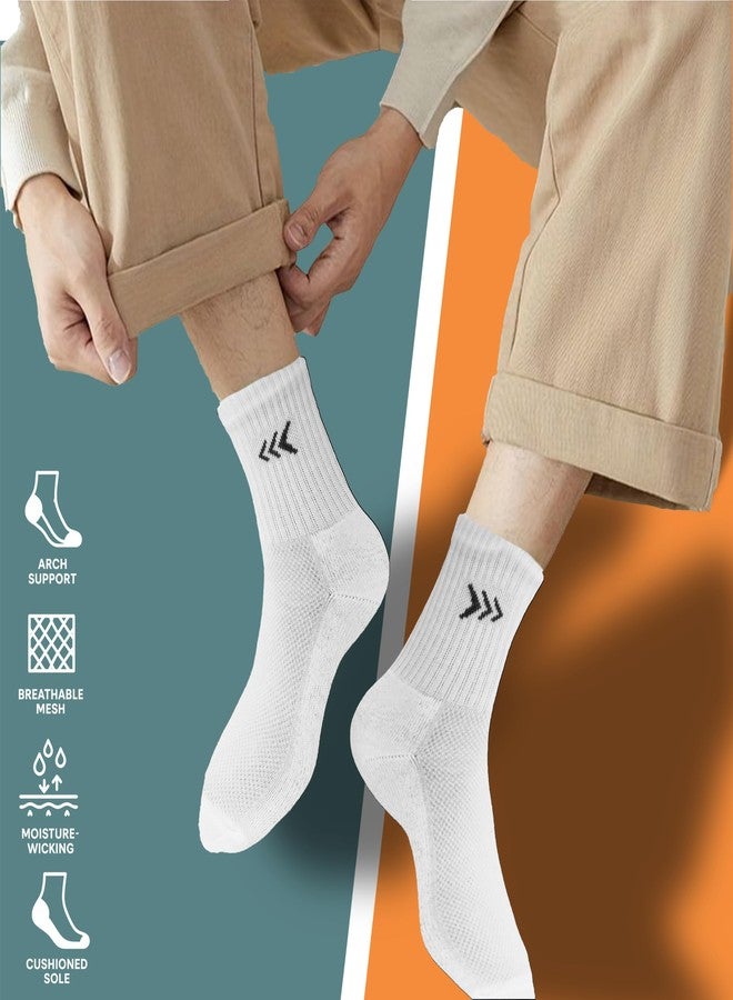 Mayor Crew Length Socks for Men & Women, Breathable Cushioned, Anti-Odour, Anti-Bacterial, Ideal for Running, Gym, Workout, & Casual (IN, Alpha, Free Size, White) - Image 2
