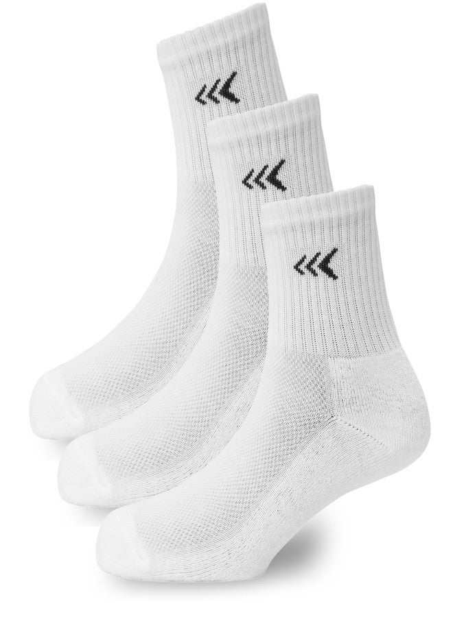 Mayor Crew Length Socks for Men & Women, Breathable Cushioned, Anti-Odour, Anti-Bacterial, Ideal for Running, Gym, Workout, & Casual (IN, Alpha, Free Size, White) - Image 1