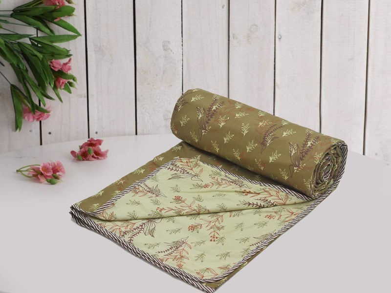 RRC Cotton Reversible Dohar Single Bed, Soft Lightweight Bed Blanket, AC Dohar Blanket for Summers/Winter 57X87(Inches) Flannel Dohar Throws for Bed - Image 1
