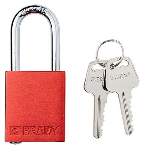 Brady Safety Lockout Padlock Sets Red Keyed Alike Safety Lockout Padlocks 2 Keys Per Lock SDALRED38STKA6 Aluminum Steel Set of 6 - Image 3