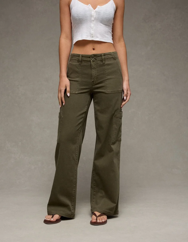 AE Stretch Super High-Waisted Wide-Leg Cargo Pant