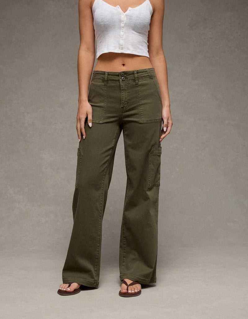American Eagle AE Stretch Super High-Waisted Wide-Leg Cargo Pant - Image 1