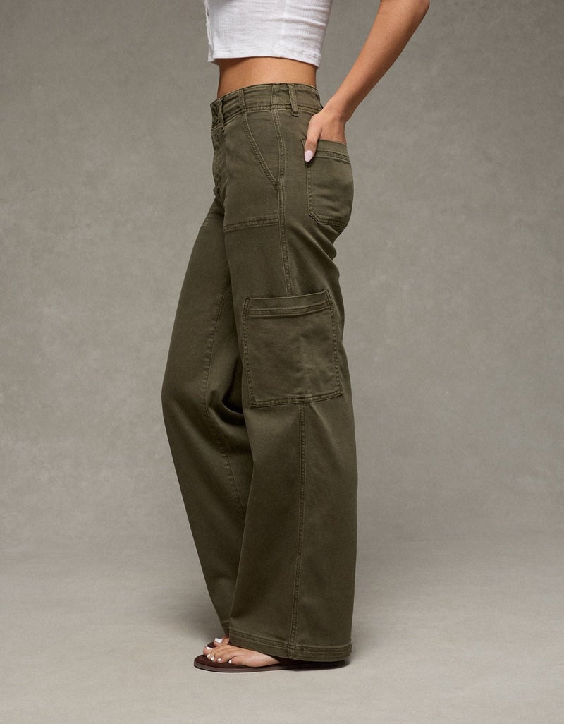 American Eagle AE Stretch Super High-Waisted Wide-Leg Cargo Pant - Image 3