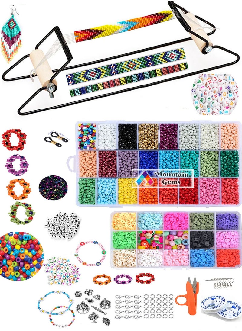 Mountain Gems Frame Bead Loom Kit for Beaded Bracelets Earrings Belts Making Includes Seed Beads  - Image 1