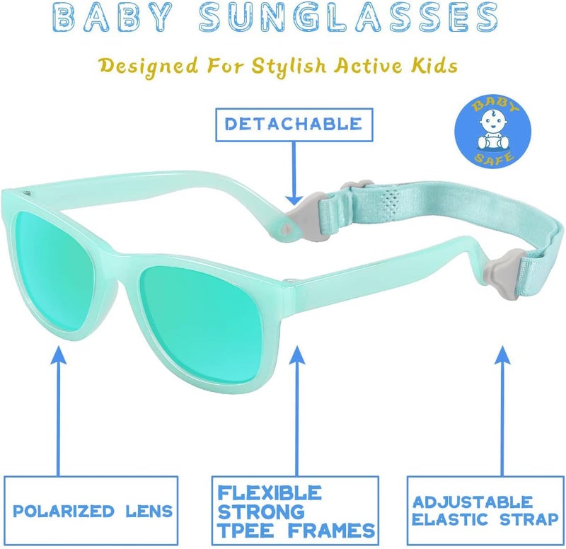 MAXJULI Baby Infant Sunglasses Safe, Soft, With Adjustable Strap 0-24 Months BPA Free 7002 - Image 5