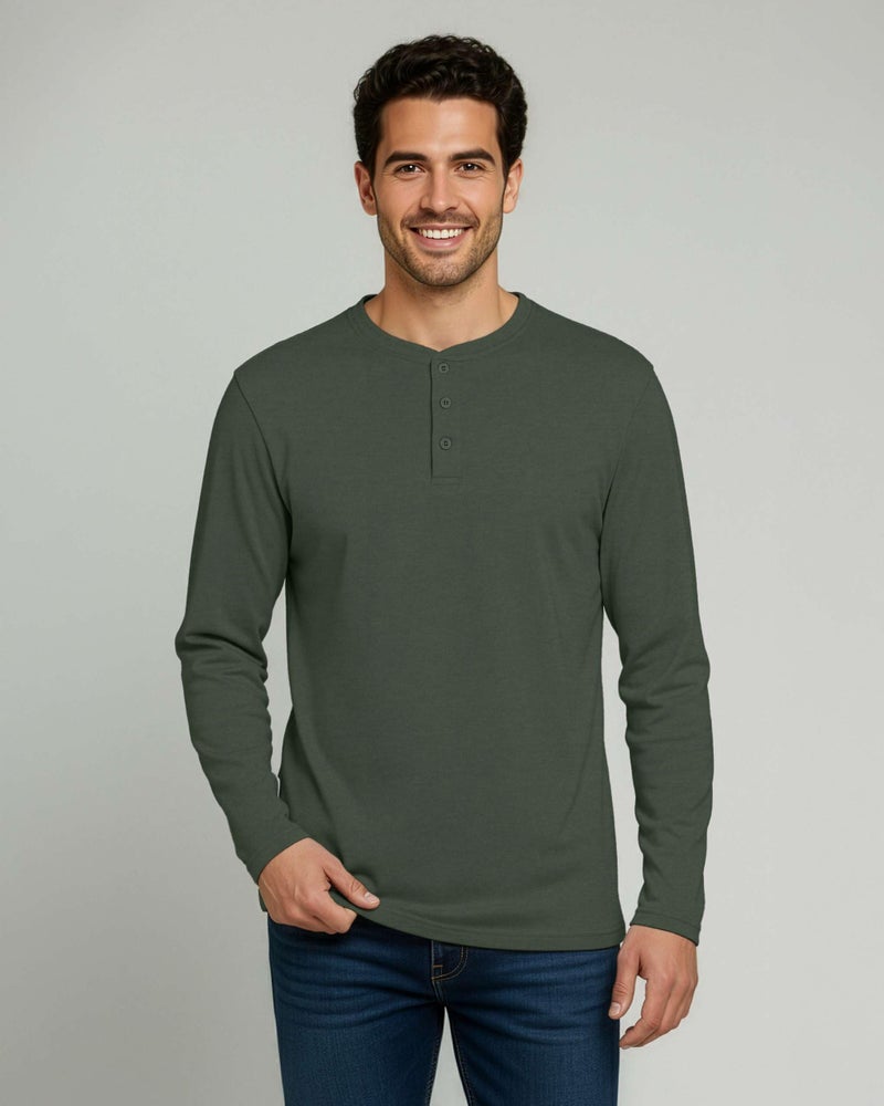 REALESSENTIALS Real Essentials 3 Pack: Men's Cotton Long Sleeve Henley T-Shirt - Casual Work Activewear Tee-Set 3, 3XL - Image 5