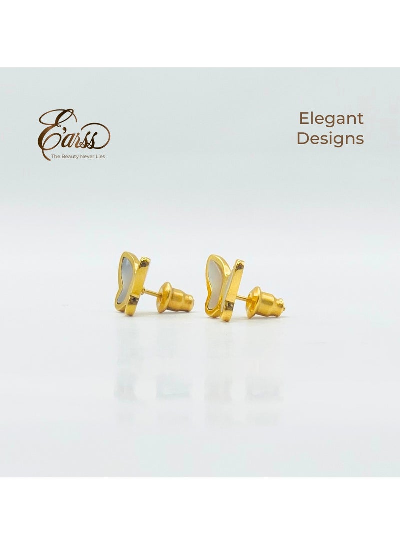 ايرس حلق الفراشة من الذهب الأبيض | ستانلس ستيل | مطلية بالذهب عيار 18 قيراطحلق الفراشة من الذهب الأبيض | ستانلس ستيل | مطلية بالذهب عيار 18 قيراط - Image 5