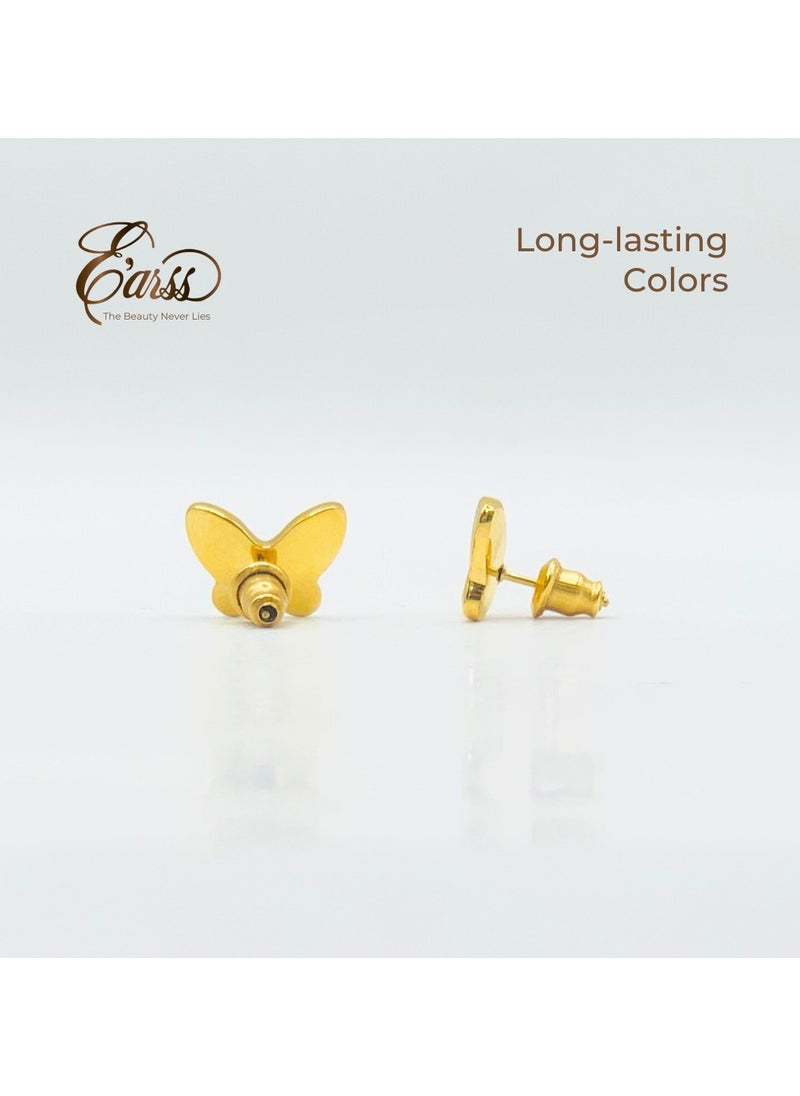 Earss Butterfly White Gold Earring | Stainless Steel | 18K Gold Plated  - Image 4