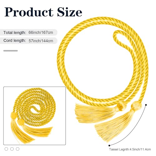 Leislam Graduation Cords, Graduation Honor Cords, Gold Honor Cords, 2025 Graduation Tassel Honor Cords, 67" Long Braided Cords for 2025 Graduation Decorations Bachelor Gown for Student Master Doctoral - Image 2
