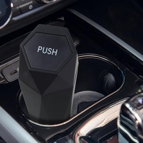 BFXM Car Trash Can Car Trash Bin with Lid Car Accessories for Women Interior Car Garbage Can with Additional 2 ABS Hooks and 60pcs Trash Bags Suitable for Home Office Car Organizer Black - Image 3