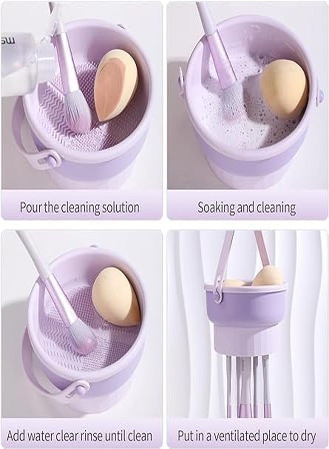 NETZILLA NAVA PAVA 3 In 1 Makeup Brush Cleaner Bowl with Brush Drying Holder Makeup Brush Scrubber for Makeup Brush Makeup Sponge Powder Puff (Multicolour)(Set of 1) - Image 5