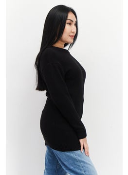 Don't Call Me Jennyfer Women Ribbed Collar Knitted Sweater, Black  - Image 4