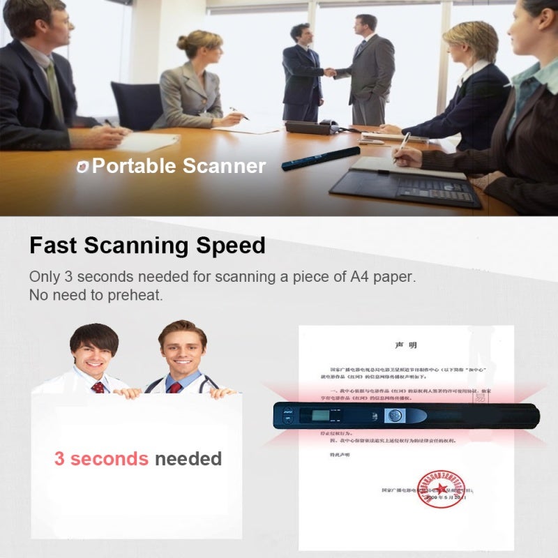 Portable Document Scanner 300/600/900 DPI Fast 3-Second Scanning Handheld Scanner - 32G SD Card Supported Mini Scanner for On-the-Go Document & Book Scanning - Image 4