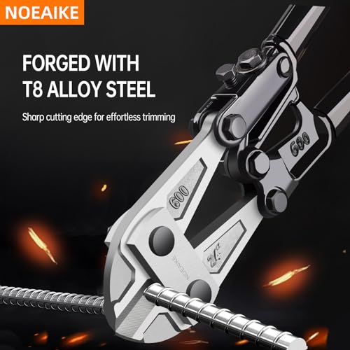 NOEAIKE 24 Inch Bolt Cutter Heavy Duty Forged T8 Steel Blade Wire Cutters for Chain/Metal/Screw/Rivet/Medium Padlock/Fence with Rubber Grip Handle - Image 3