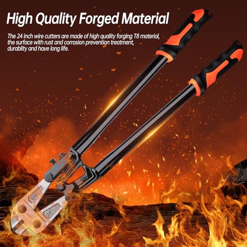 NOEAIKE 24 Inch Bolt Cutter Heavy Duty Forged T8 Steel Blade Wire Cutters for Chain/Metal/Screw/Rivet/Medium Padlock/Fence with Rubber Grip Handle - Image 5
