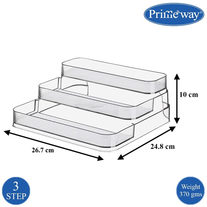 Primeway ® Plastic 3 Tier Spice Kitchen Rack | Cabinet Organizer | Pantry Countertop | Bathroom Shelf | Office Desk Organizer | Fridge | Storage | 26.7x24.8x10cm - Image 2