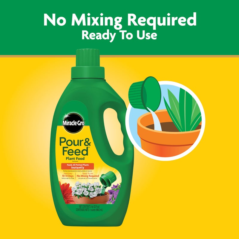 Miracle-Gro Pour & Feed Plant Food, Fertilizer Instantly Feeds Live Plants, For Outdoor & Indoor Plants in Containers, 32 oz. - Image 3