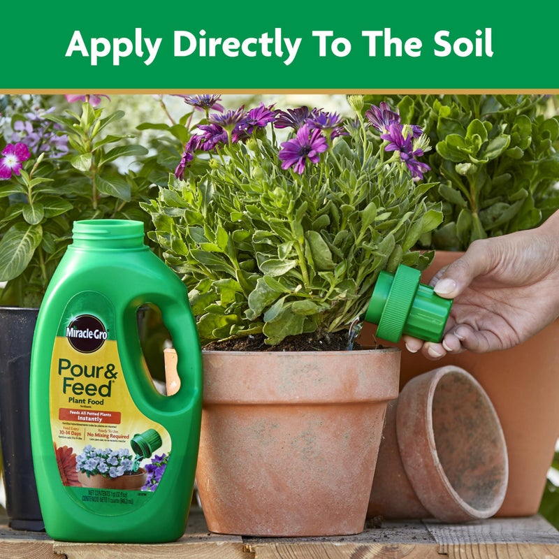 Miracle-Gro Pour & Feed Plant Food, Fertilizer Instantly Feeds Live Plants, For Outdoor & Indoor Plants in Containers, 32 oz. - Image 4