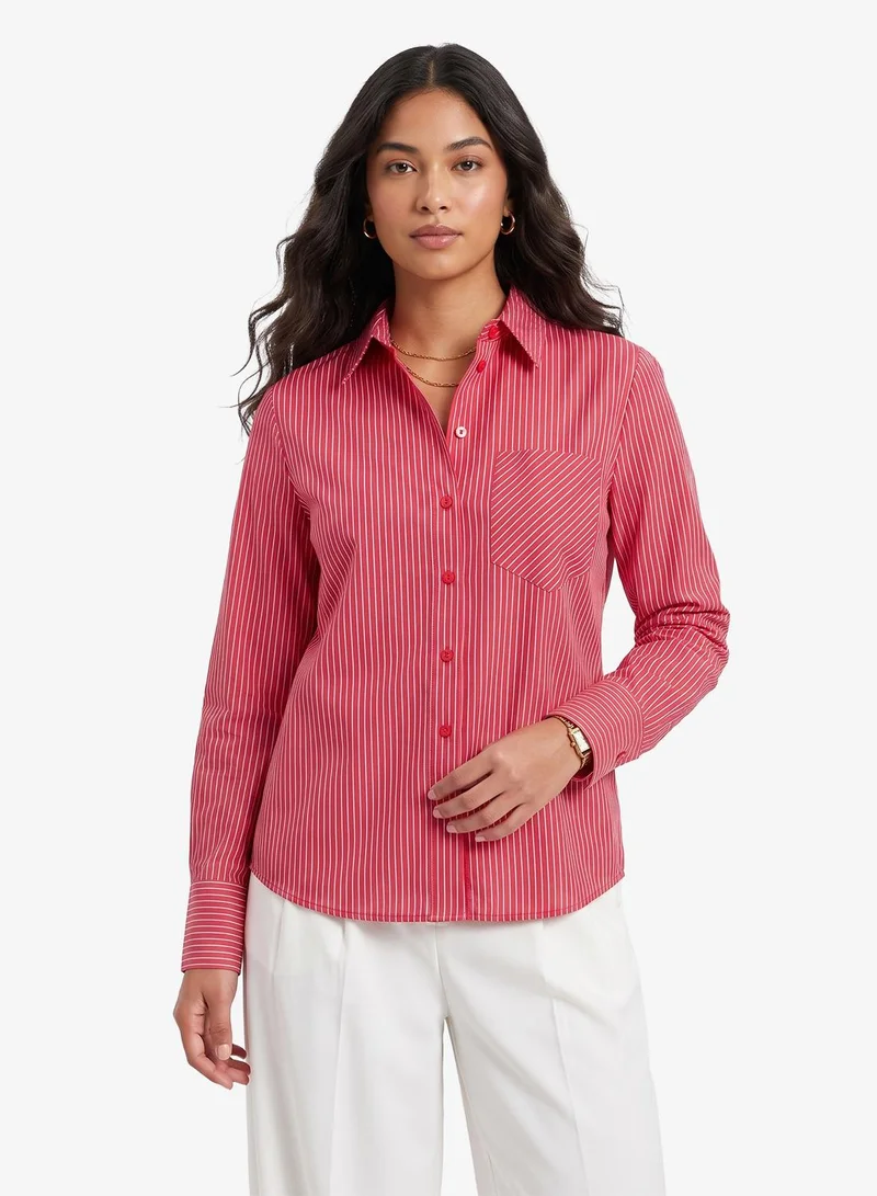 Only Striped Long Sleeve Wide Cuff Shirt
