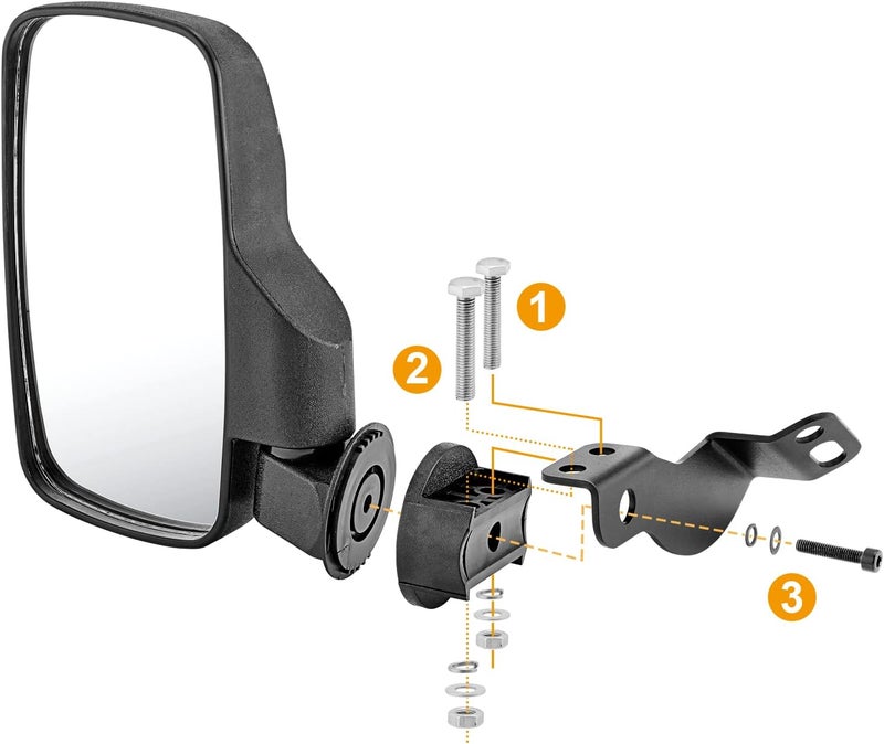 Wsays Side Rear View Mirrors Kit for 2016-2024 Polaris General 1000 & 1000-4 - Image 2