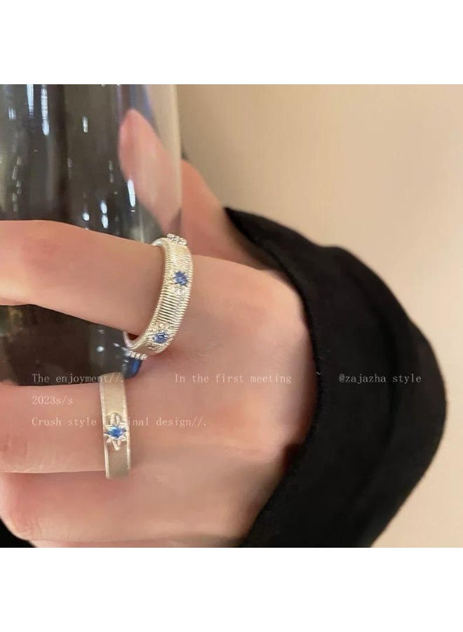 سيمهو زوج من خواتم فضية مطلية للنساء بحجم واحد - Image 2