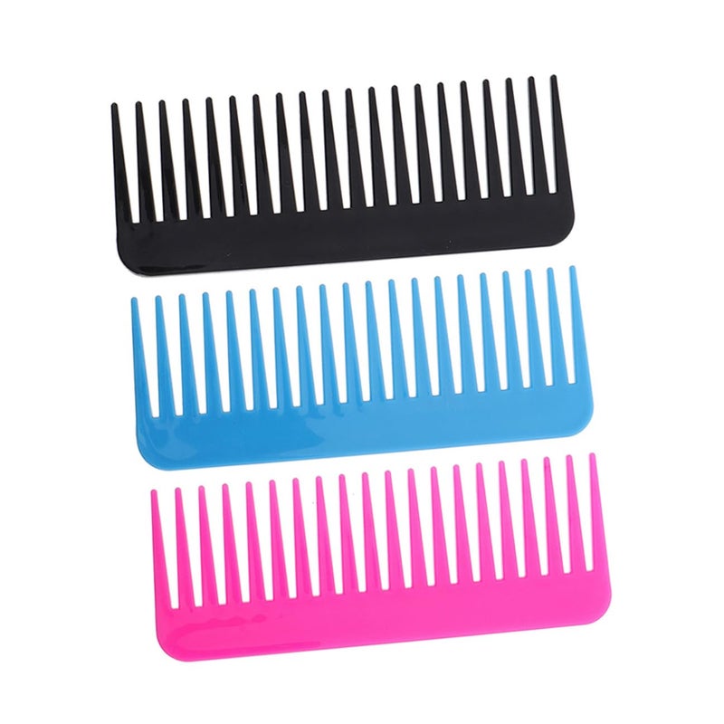 Wide Tooth Plastic Hair Combs For Travel Styling Salon Men Women 3 Pack Random Color - Image 2