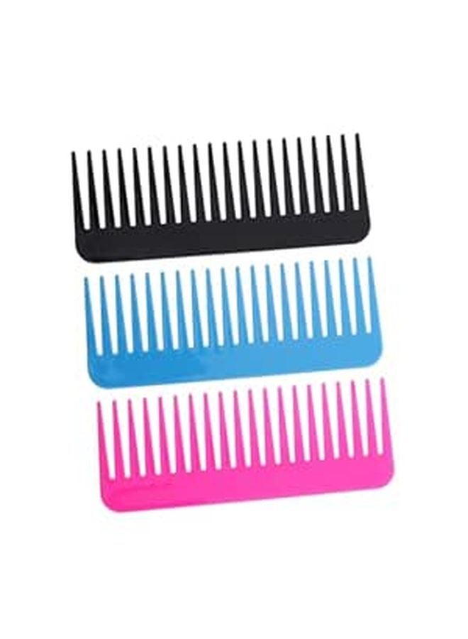 Wide Tooth Plastic Hair Combs For Travel Styling Salon Men Women 3 Pack Random Color - Image 1