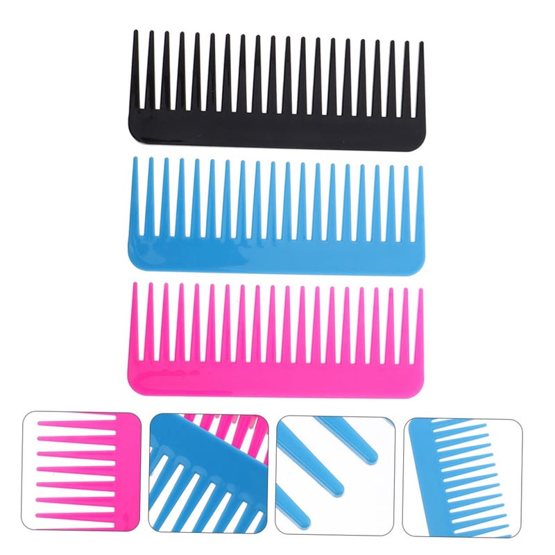Wide Tooth Plastic Hair Combs For Travel Styling Salon Men Women 3 Pack Random Color - Image 5