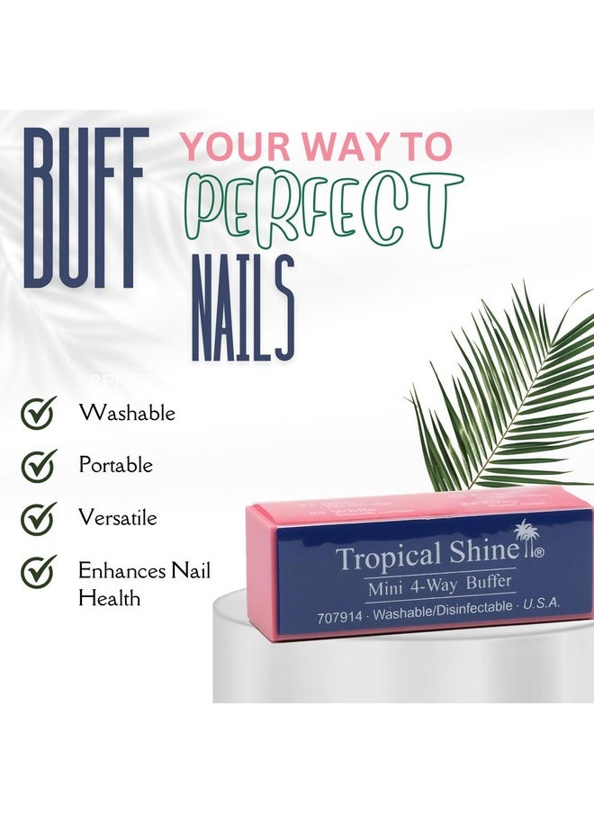 كتلة تلميع الأظافر Tropical Shine Mini 4 Way - كتلة تلميع احترافية للأظافر لتشكيل وتنعيم وتلميع - العناية المحمولة بالأظافر (عبوة من قطعتين)  - Image 4