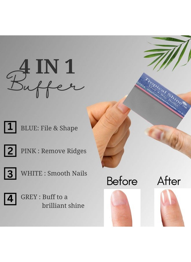 كتلة تلميع الأظافر Tropical Shine Mini 4 Way - كتلة تلميع احترافية للأظافر لتشكيل وتنعيم وتلميع - العناية المحمولة بالأظافر (عبوة من قطعتين)  - Image 3