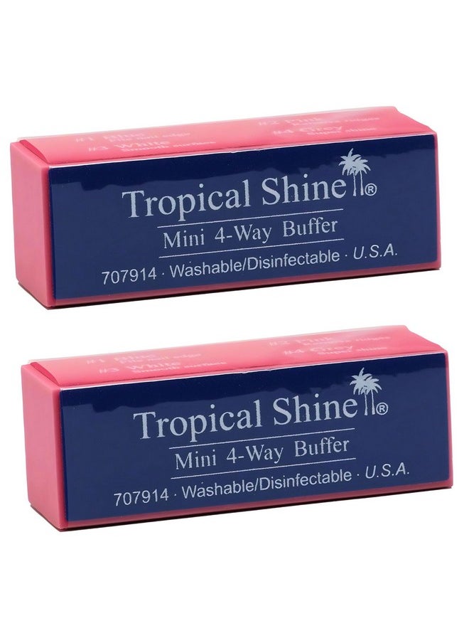 كتلة تلميع الأظافر Tropical Shine Mini 4 Way - كتلة تلميع احترافية للأظافر لتشكيل وتنعيم وتلميع - العناية المحمولة بالأظافر (عبوة من قطعتين)  - Image 1