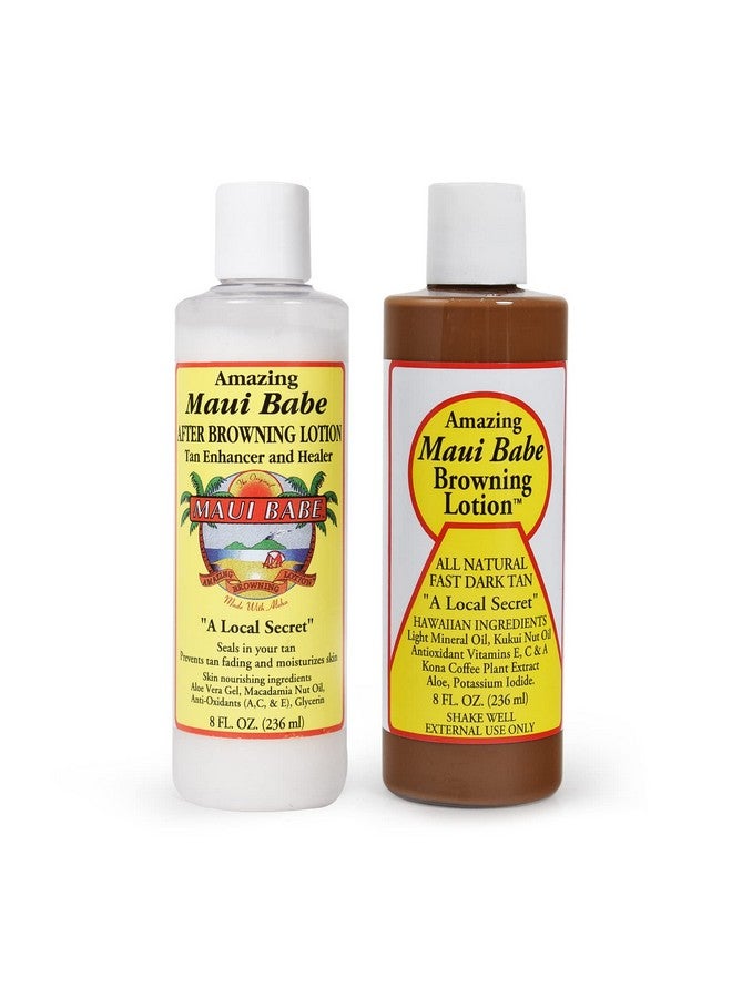Maui Babe Before And After Browning Lotion, [2-Pack]- Before And After Sun Tan, Made In USA, 8 Ounces - Image 1