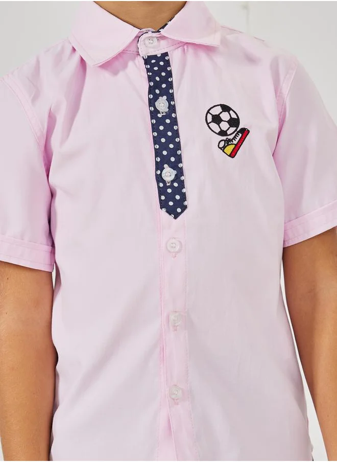 Styli Football Embroidery  Shirt with Buttons