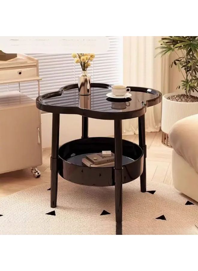 طاولة جانبية بيضاء حديثة بسيطة ذات حواف مستديرة مع مساحة تخزين، منضدة ليلية توفير للمساحة - Image 1