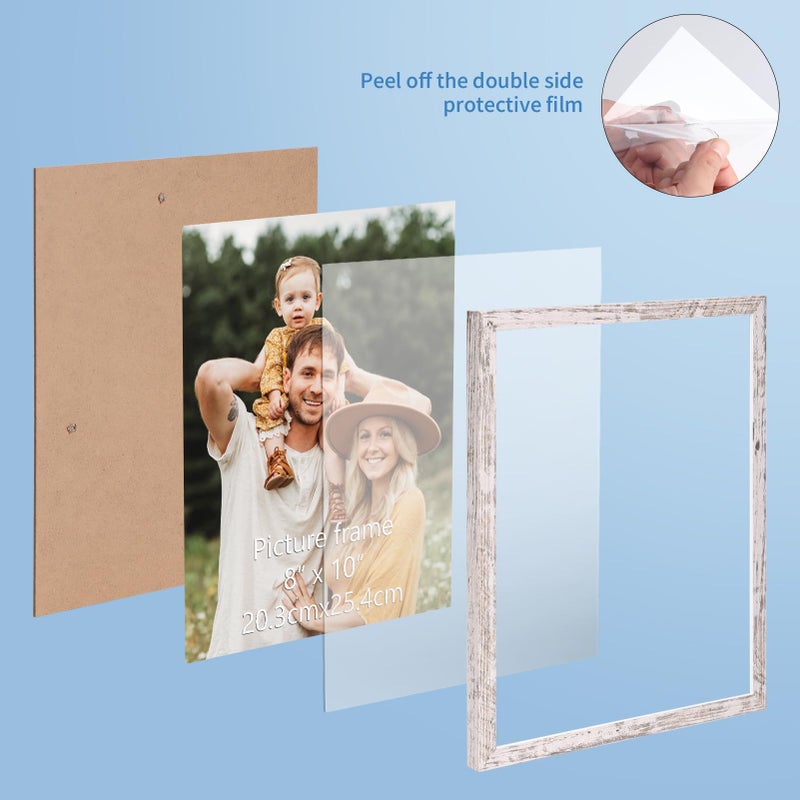 WIFTREY 8x10 Picture Frame Set of 18  Multi Photo Frames 8 by 10 Bulk for Wall Hanging or Tabletop Display  Distressed White - Image 5