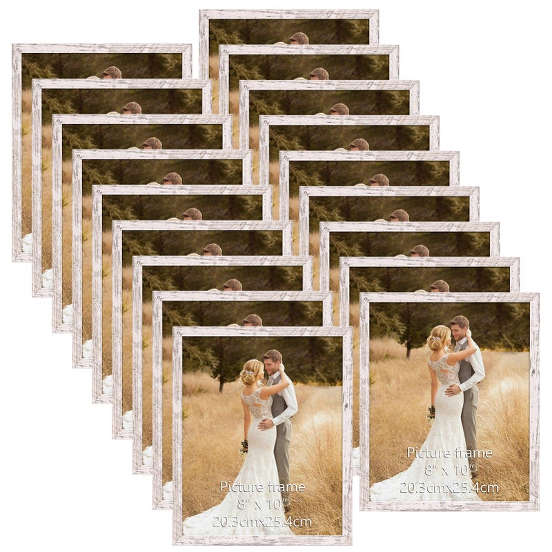 WIFTREY 8x10 Picture Frame Set of 18  Multi Photo Frames 8 by 10 Bulk for Wall Hanging or Tabletop Display  Distressed White - Image 1