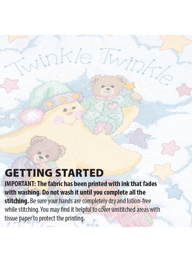 DIMENSIONS 3171 Twinkle Twinkle Twinkle Quilt Stamped Cross Stitch Kit, 34'' W x 43'' H White - Image 3