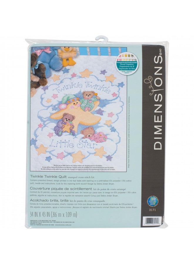 DIMENSIONS 3171 Twinkle Twinkle Twinkle Quilt Stamped Cross Stitch Kit, 34'' W x 43'' H White - Image 1