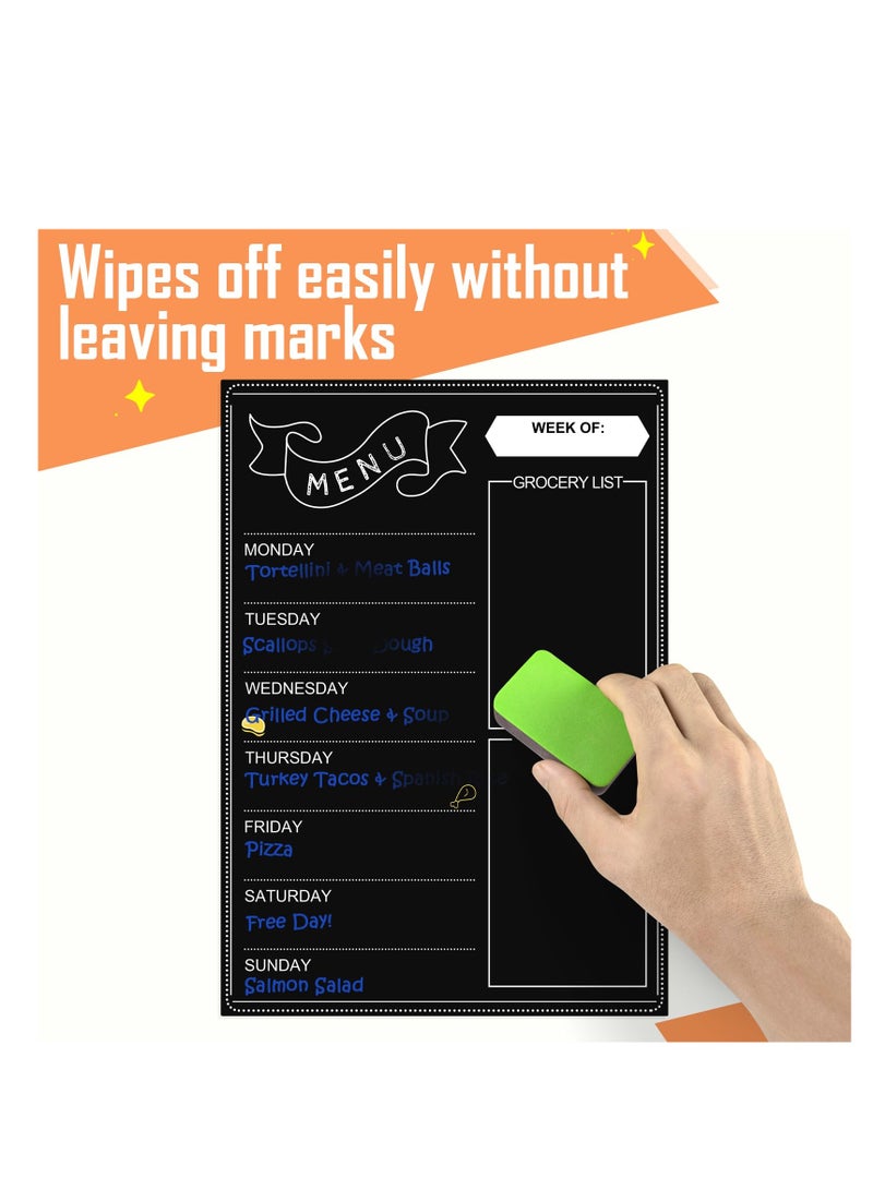 Magnetic Dry Erase Menu Black Board for Fridge, Weekly Meal Planner and Grocery List Notepad for Kitchen, 42cmx30cm Daily Dinner Menu Chalkboard Calendar for Home - Image 5