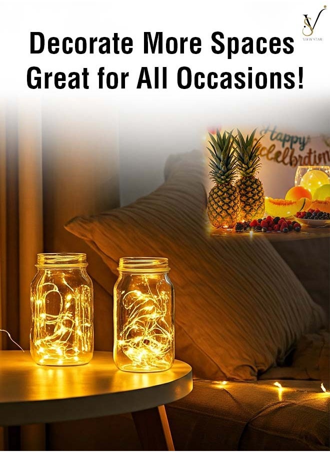 VIEW STAR Viewstar Pack of 3 (9 Meters) Battery Powered LED Fairy String Lights - LED Lights - Decor Lights - Home Lights – Warm White Decorative Lights for Indoor & Outdoor Use, Flexible Copper Wire Lights for Parties, Weddings, Home Décor, and Festive Events  - Image 4
