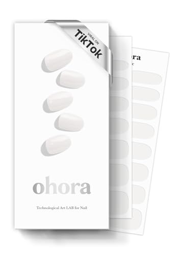 ohora Semi Cured Gel Nail Strips N Clean White  White Solid Works with Any UVLED Lamps SalonQuality Long Lasting Easy to Apply  Remove  Includes 2 Prep Pads Nail File  Wooden Stick