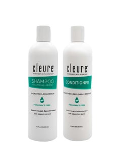 Cleure Cleure Shampoo and Conditioner Set Sulfate Free, Fragrance Free for Sensitive Skin - Volumizing Shampoo & Hydrating Conditioner (12 Oz each, Pack of 2) 
