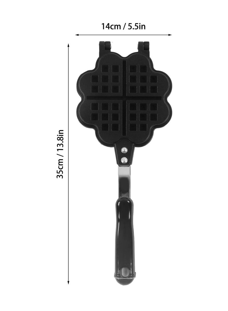 Double Sided Waffle Pan, Flower Heart Shape Cast Iron Pie Maker with Anti Scalding Handle, Campfire Cooking Equipment Camping Pie Iron Cooking Pan for Open Flames and Campfires  - Image 4