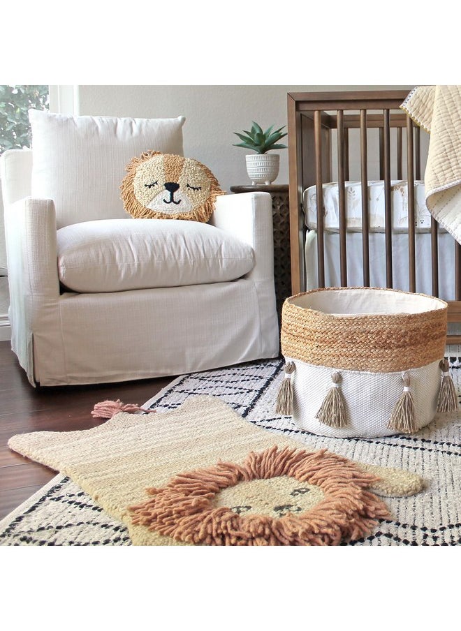 Crane BABY Crane Baby Pillow, Decorative Round Animal Pillow for Nursery and Toddler Rooms, Lion, 12" x 12"  - Image 2