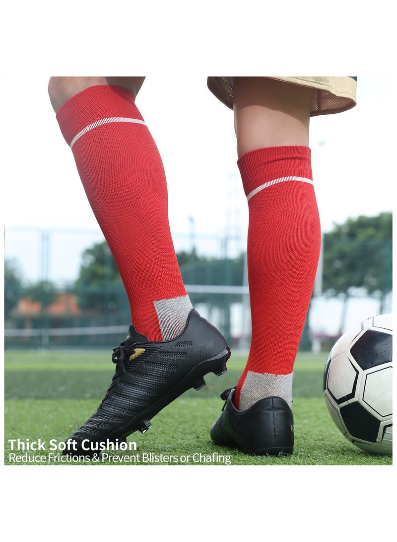 جناح السماء جوارب كرة قدم رجالية ونسائية ملونة جوارب رياضية ضاغطة ومطاطة حتى الركبة، جوارب كرة قدم للجنسين - أحمر - زوج واحد - Image 5