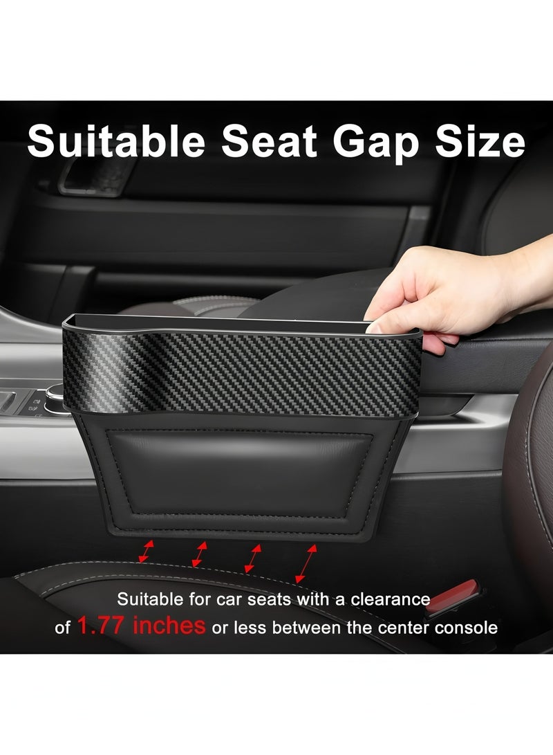 أبلينم عبوة من قطعتين من حشو فجوات مقعد السيارة، منظم لمقعد السيارة، وحدة التحكم في السيارة مع حامل أكواب وفتحة كابل شحن للأكواب والهواتف المحمولة والمفاتيح والشواحن (نمط ألياف الكربون) - Image 5