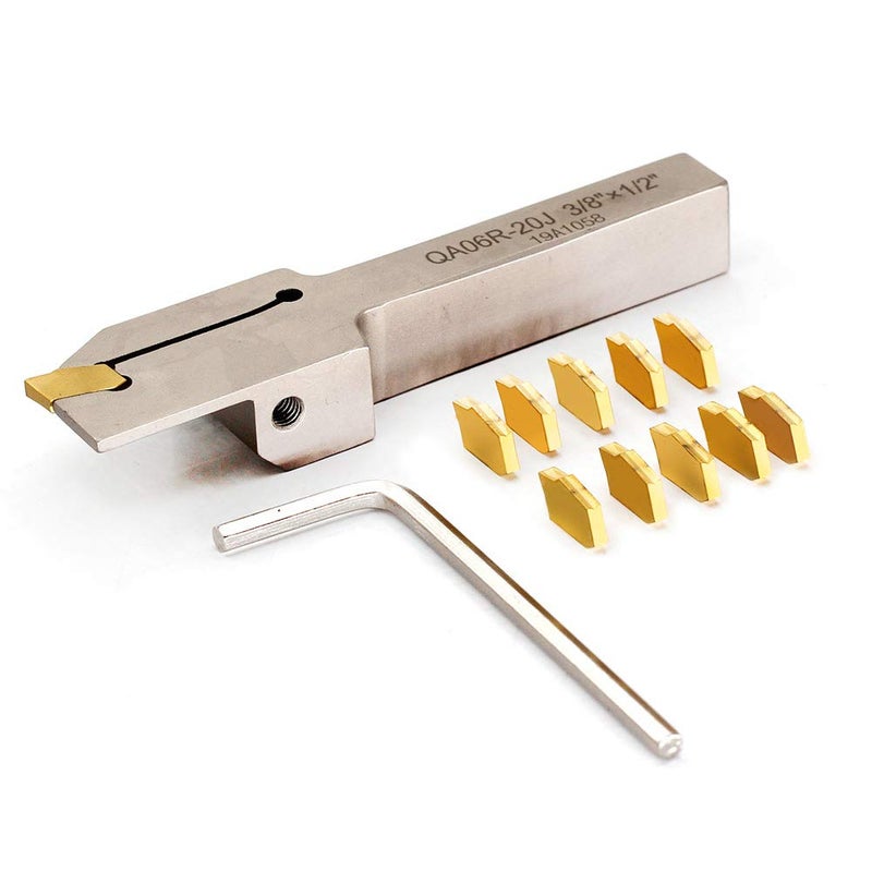 OSCARBIDE 3/8"x1/2"Heavy Duty Nickel Plated QA06R-20J Right -Hand Indexable Lathe Parting Grooving Holder with 10 Pieces GTN-2(QC1402) Carbide Inserts Cut Off Tool - Image 5
