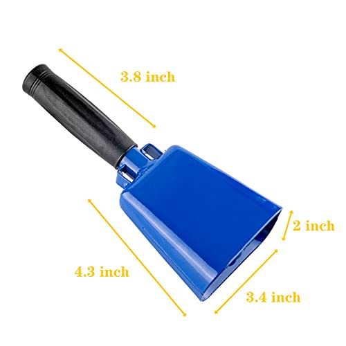 Musfunny Steel Cow Bell with Handle Cowbells,Cheering Bell and Loud Noise Makers Hand Bells for Sporting Events,Football Games,School Bell,Farm Hand Chimes Percussion Musical Instruments (8 inch Blue) - Image 2