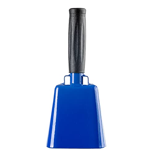 Musfunny Steel Cow Bell with Handle Cowbells,Cheering Bell and Loud Noise Makers Hand Bells for Sporting Events,Football Games,School Bell,Farm Hand Chimes Percussion Musical Instruments (8 inch Blue) - Image 1