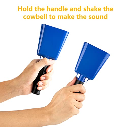 Musfunny Steel Cow Bell with Handle Cowbells,Cheering Bell and Loud Noise Makers Hand Bells for Sporting Events,Football Games,School Bell,Farm Hand Chimes Percussion Musical Instruments (8 inch Blue) - Image 4